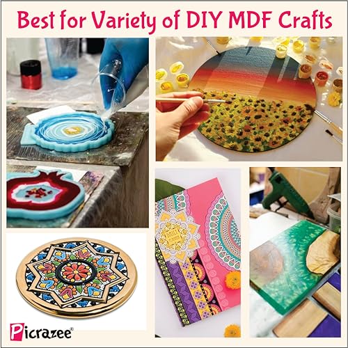 PICRAZEE Leaf Shape MDF Wooden Coasters for DIY Craft, Mandala Art, Resin Art, Painting, Decoration Craft Kit (LC_6) - Image 5