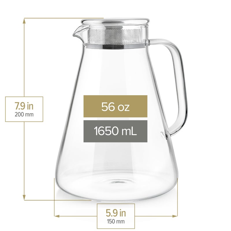 Teabloom One-Touch Tea Maker, 2-in-1 Teapot and Kettle with Stainless Steel Filter Lid for Loose Tea â€“ Stain-free Borosilicate Glass Teapot (56 Oz) â€“ Tea Connoisseur's Choice - Image 5