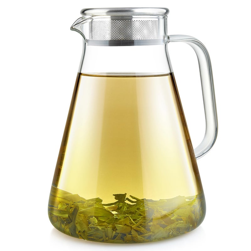 Teabloom One-Touch Tea Maker, 2-in-1 Teapot and Kettle with Stainless Steel Filter Lid for Loose Tea â€“ Stain-free Borosilicate Glass Teapot (56 Oz) â€“ Tea Connoisseur's Choice - Image 1