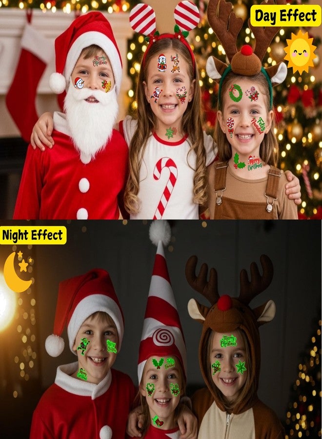 Backtopeia Glow In Dark Christmas Temporary Tattoos | Luminous Christmas Tattoos Xmas Decorations Party Favors Supplies Goodie Bags Stocking Stuffers Gift Idea For Kids Teen Adult Xmas Santa Claus Reindeer-60Pcs - Image 3