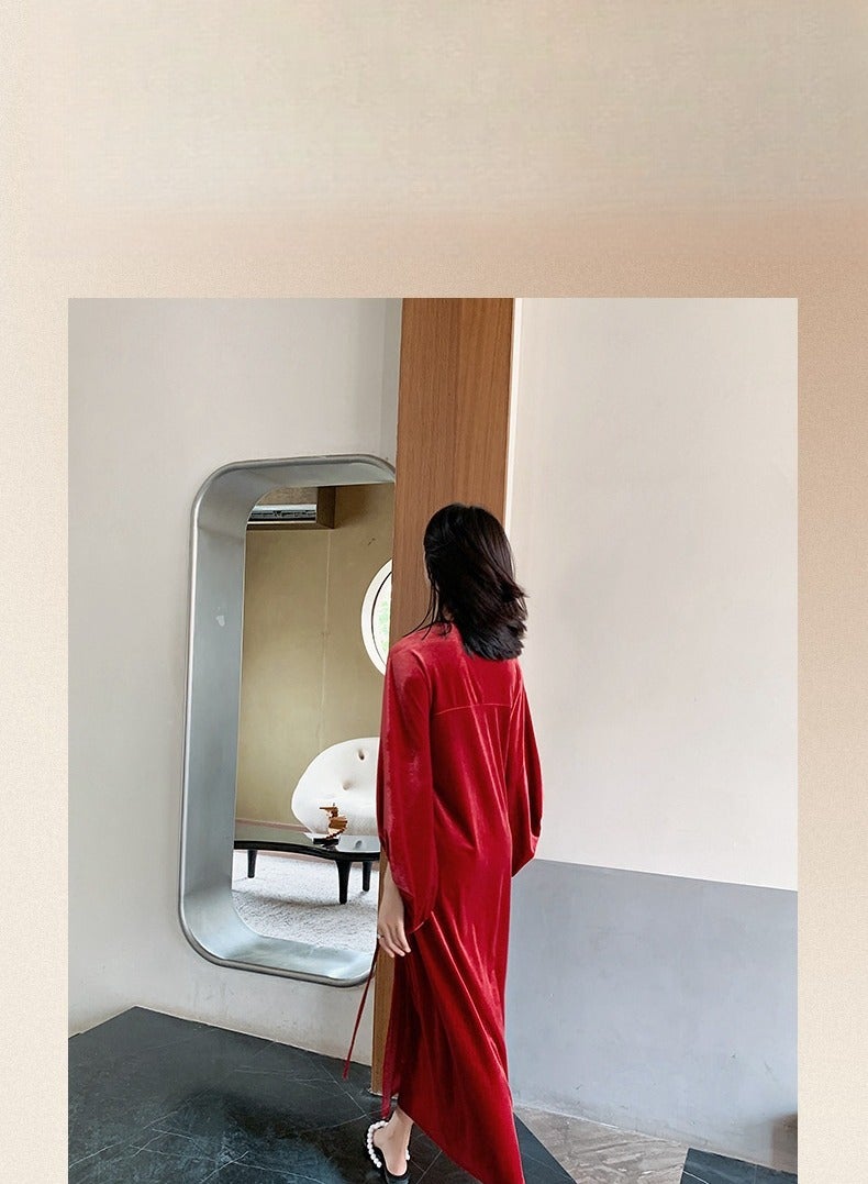 Tie Up Long Sleeved Sleeping Bathrobe Can Be Used As A Wedding Morning Gown Or Home Outfit  - Image 4