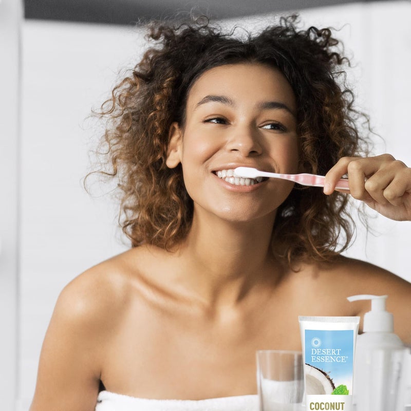 Desert Essence Tea Tree Oil Toothpaste - Coconut Mint - 6.25 Oz - Refreshing Taste - Complete Oral Care - Baking Soda - Sea Salt - Pure Essential Oil - Fights Against Sugar Acids - Zinc Citrate - Image 4