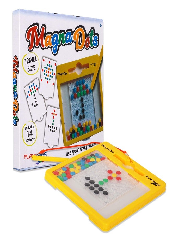 Playmags Magnetic Drawing Board for Kids - Magna Dots Doodle Board with Magnetic Pen - 8x8 Travel Size with Kids Safe Magnets - Fun Toy Toddler Gift - Image 1