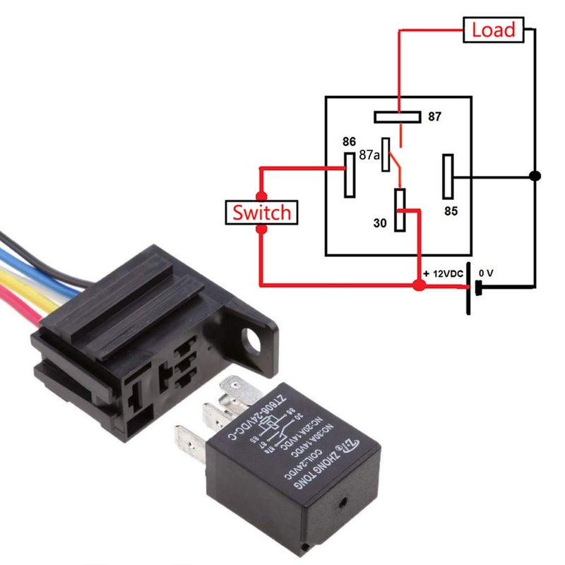ESUPPORT Car Heavy Duty Relay Switch 12V 30A SPDT 5Pin Wire Socket Plug Harness Waterproof Electrical Automotive Pack of 5 - Image 3