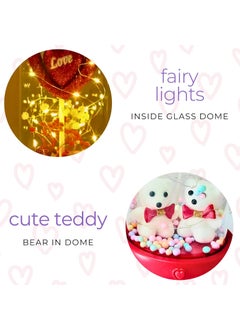SELLKNOW Sellknow 2 Teddy Bear with Heart Flower Dome with LED Lights Gifts for Valentines DayWeddingAnniversaryEngagementBirthday Gifts for GirlfriendWifeWomen Colorful Flower 2 Teddy Love  - Image 5