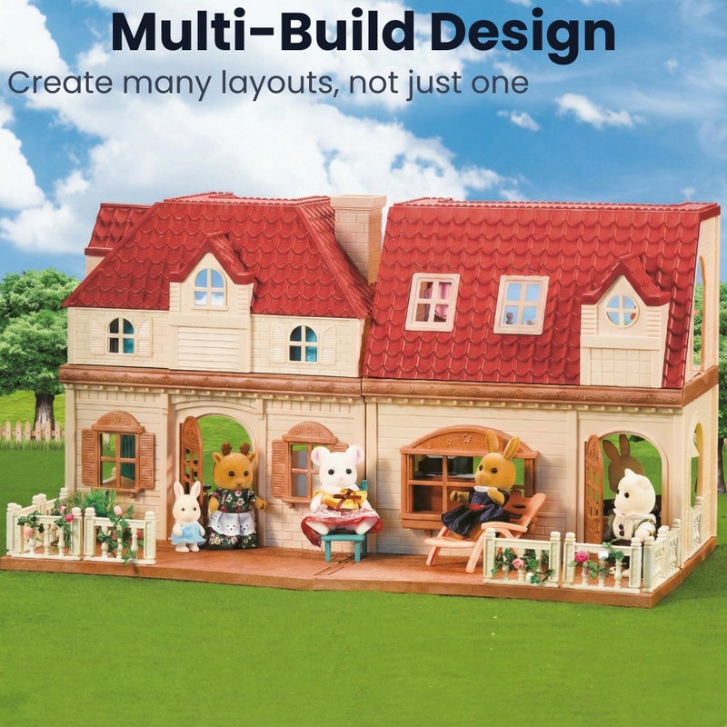 OLEOCA Family Grand Doll House â€” Light-Up 2-Story Cozy Cabin with Furniture & Bunny Figure, Complete Dollhouse Playset for Creative Pretend Play, Gift for Kids Ages 3+ - Image 5