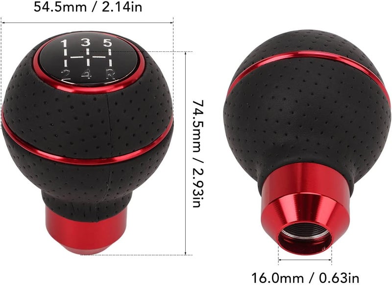 Shift Knob Universal Aluminum Manual Transmission Gear Knob with Leather, 5 Speed M8 M10 M11 M12 - Durable Design, Smooth Performance, Easy Installation for Most Vehicles (Red) - Image 3