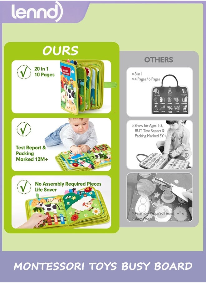 LENND Busy Book for Toddlers 1-3 - Montessori Toys Busy Board for 1 Year Old Boy Gifts Girl Toys Educational Learning Quiet Activity Books Toddler Airplane Travel Toy 1-2 One Year Old Birthday Gift  - Image 2