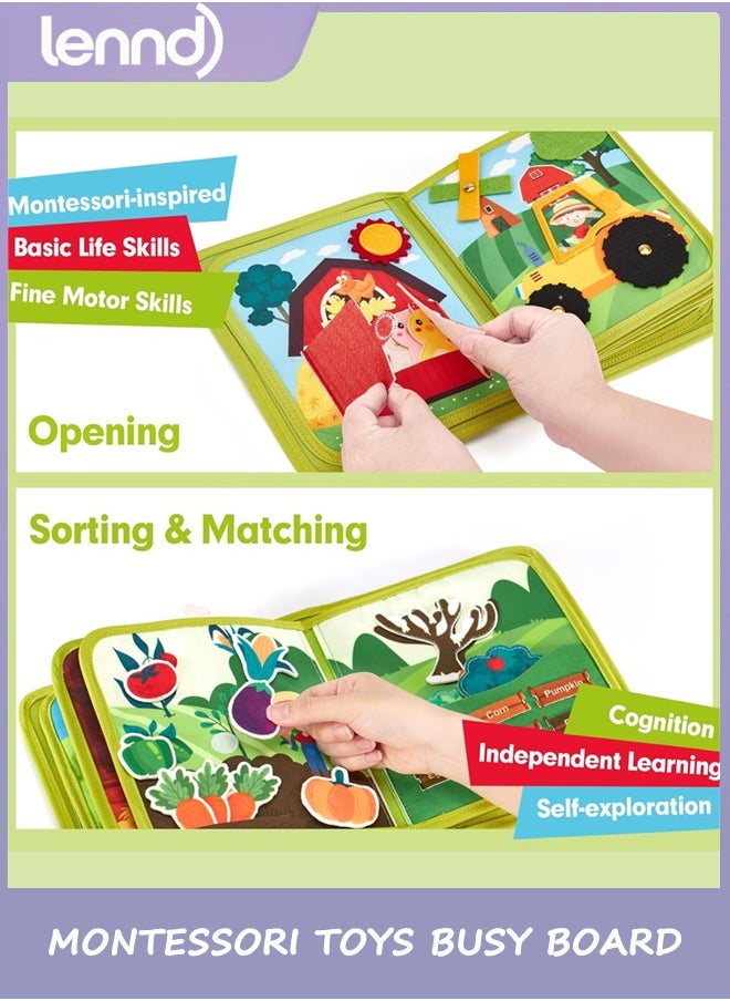 LENND Busy Book for Toddlers 1-3 - Montessori Toys Busy Board for 1 Year Old Boy Gifts Girl Toys Educational Learning Quiet Activity Books Toddler Airplane Travel Toy 1-2 One Year Old Birthday Gift  - Image 3