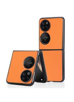 HuHa Case Cover For Huawei P50 Pocket Plain Skin Litchi Texture Phone Case Orange 