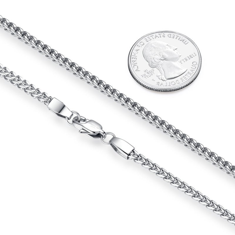 Reve Jewelry 3mm Stainless Steel Franco Chain Necklace for Men and Women, 20-30 inches (22) - Image 3