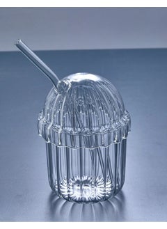 Devigo 1 Pinterest Glass with Lid and Straw | Cold Coffee and Presentation Glass | 430ml  - Image 2