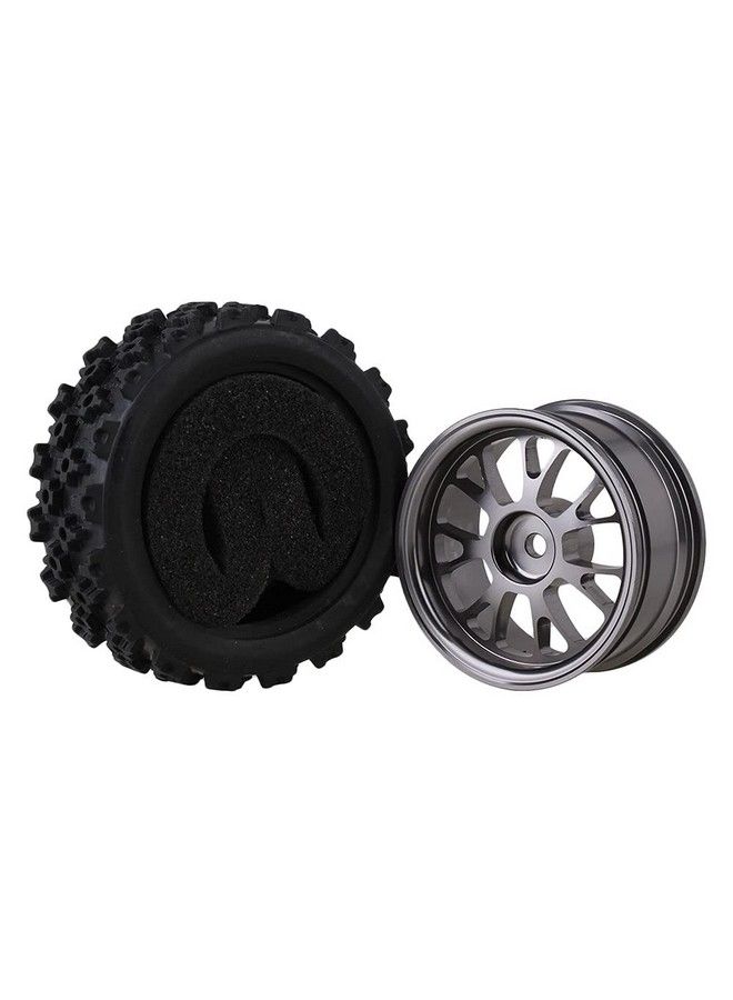 Mxfans Black Flower Pattern Rubber Tyres + Titanium Color Yshape Aluminum Alloy Wheel Rims For Rc 1:10 Onroad Racing Car Set Of 4 - Image 5