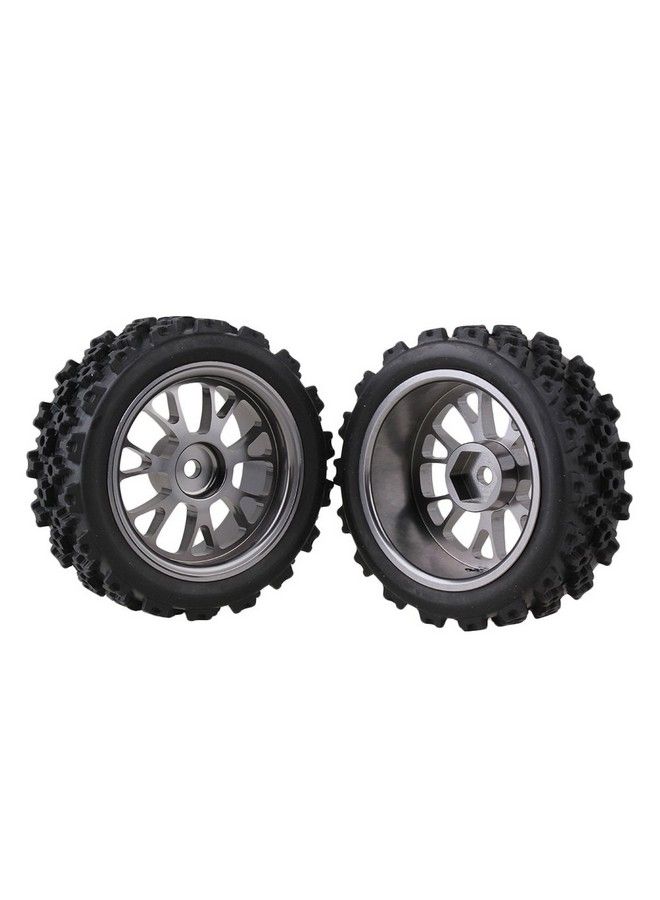 Mxfans Black Flower Pattern Rubber Tyres + Titanium Color Yshape Aluminum Alloy Wheel Rims For Rc 1:10 Onroad Racing Car Set Of 4 - Image 3