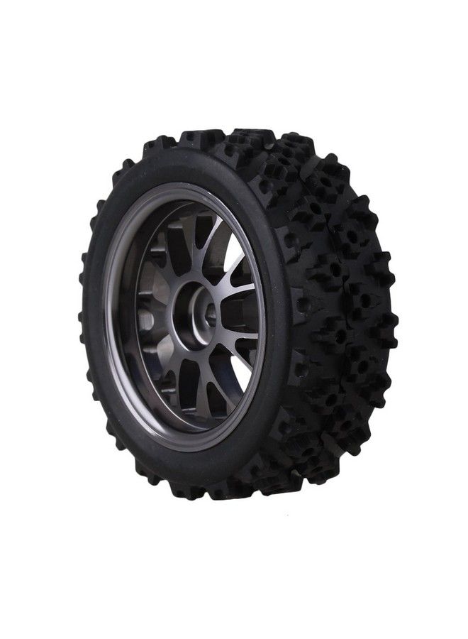 Mxfans Black Flower Pattern Rubber Tyres + Titanium Color Yshape Aluminum Alloy Wheel Rims For Rc 1:10 Onroad Racing Car Set Of 4 - Image 4