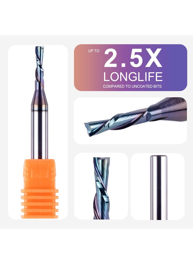 LAMAY End Mills,1/4 Shank Up Cut Spiral Router Bit 1/4 inch Cutting Diameter 1 inch Cutting Length CNC Router Bits for Woodworking with Extra Long Life Coating - Image 2