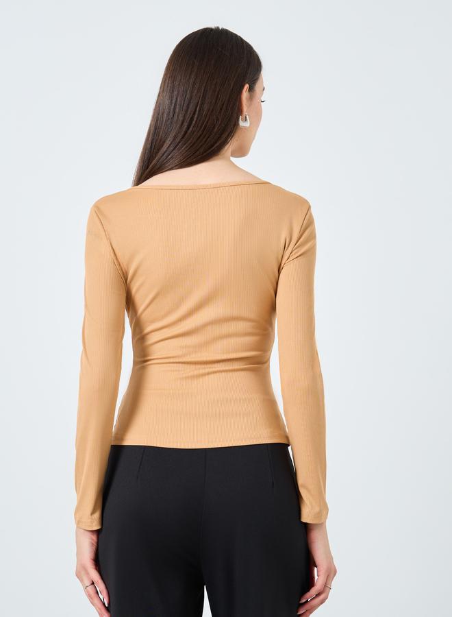 تايك تو بلوزة بياقة دائرية وتفاصيل أزرار - Image 4