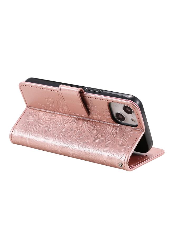 اس-توب جراب هاتف iPhone 15 من الجلد المنقوش بزهرة الطوطم - Image 5