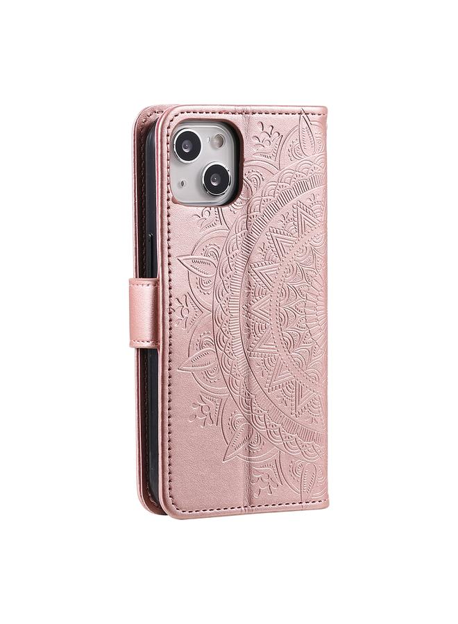 اس-توب جراب هاتف iPhone 15 من الجلد المنقوش بزهرة الطوطم - Image 3