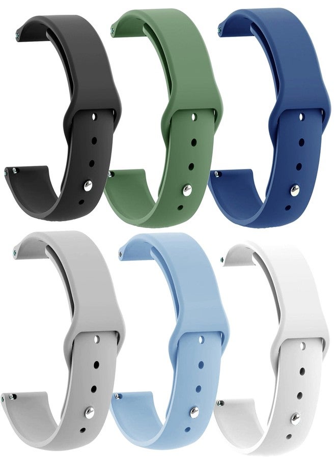 LeyuBand 6 Pack 22mm Silicone Bands Compatible with Amazfit Active Max/Bip 5/Bip 6 /GTR 4/GTR 3 Watch Band Women Men - Image 1