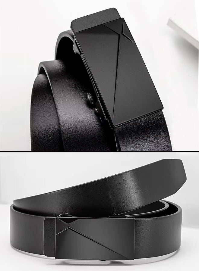حزام جلدي للرجال، حزام عمل من الجلد بإبزيم أوتوماتيكي، حزام خصر بتصميم فاخر للرجال - Image 2
