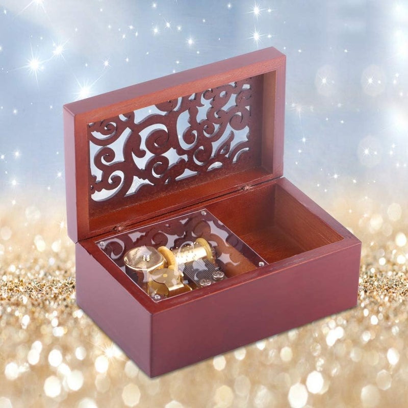 klarako Wooden Music Box, Vintage Hollow with 18 Note Wind Up Music Box for Decoration Gift(#1) - Image 3