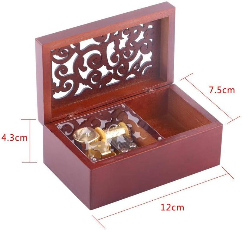 klarako Wooden Music Box, Vintage Hollow with 18 Note Wind Up Music Box for Decoration Gift(#1) - Image 2