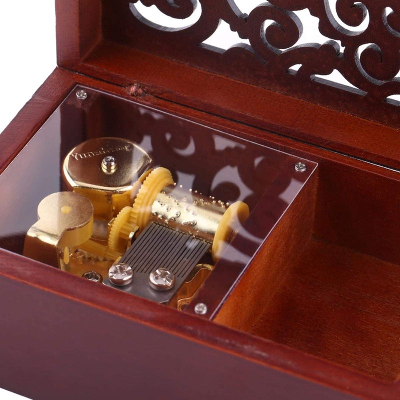 klarako Wooden Music Box, Vintage Hollow with 18 Note Wind Up Music Box for Decoration Gift(#1) - Image 4