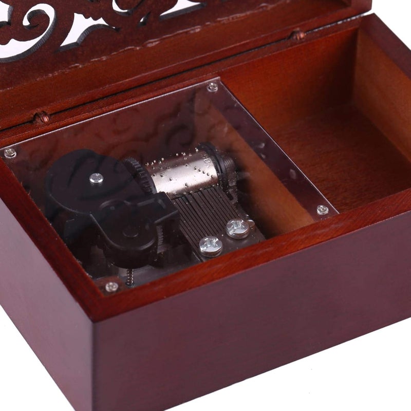 klarako Wooden Music Box, Vintage Hollow with 18 Note Wind Up Music Box for Decoration Gift(#1) - Image 5