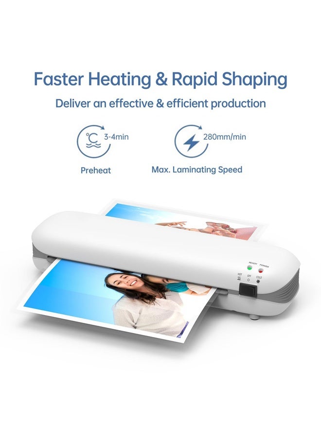 SL288 Hot and Cold Laminator, A4A5A6 Laminator Machine Set, 4 in 1 Thermal Laminator for Home Office School Use, 9 inches Max Width,Paper Trimmer,Corner Rounder (15 Laminating Pouches) - Image 4