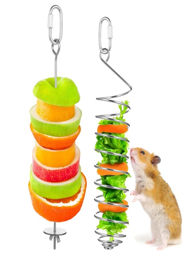 براساكو مجموعة ألعاب براساكو لإثراء حياة الفئران (قطعتان) - حامل فواكه وخضراوات معلق من الفولاذ المقاوم للصدأ - لعبة بحث عن الطعام مناسبة للهامستر والطيور والببغاوات - Image 1