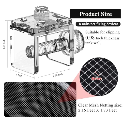 NestBasics DIY Aquarium Hood 8pcs Aquarium Fish Tank Hood Screen Cover net Clip Holder and 2.15 Feet X 1.73 Feet Aquarium lid top net Kits Suitable for Rimless and rimed Tank - Image 4