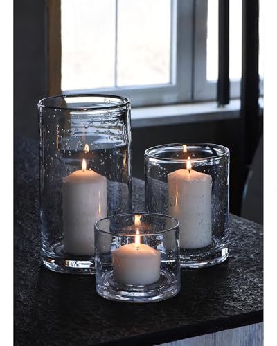 ARIAMOTION Hurricane Candle Holder for Pillar Glass Cylinder Vase Modern Rustic Centerpiece Clear Seeded Home Decor for Kitchen Table Living Room 8" H 1 Pack - Image 4