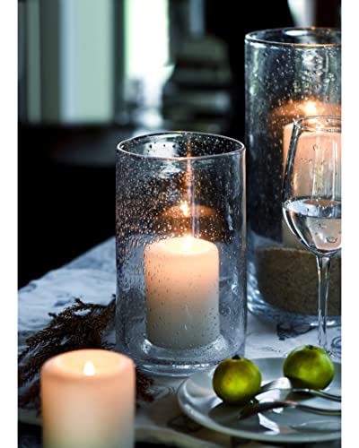ARIAMOTION Hurricane Candle Holder for Pillar Glass Cylinder Vase Modern Rustic Centerpiece Clear Seeded Home Decor for Kitchen Table Living Room 8" H 1 Pack - Image 1