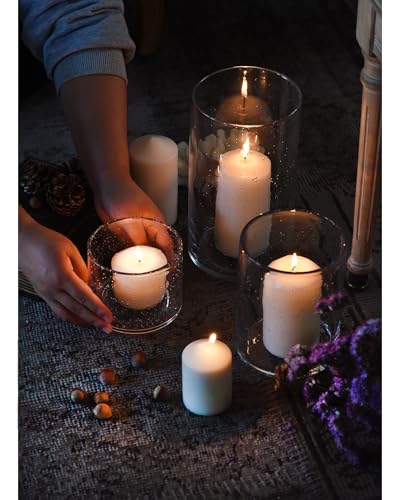 ARIAMOTION Hurricane Candle Holder for Pillar Glass Cylinder Vase Modern Rustic Centerpiece Clear Seeded Home Decor for Kitchen Table Living Room 8" H 1 Pack - Image 5