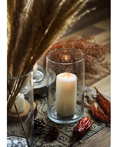 ARIAMOTION Hurricane Candle Holder for Pillar Glass Cylinder Vase Modern Rustic Centerpiece Clear Seeded Home Decor for Kitchen Table Living Room 8" H 1 Pack - Image 2