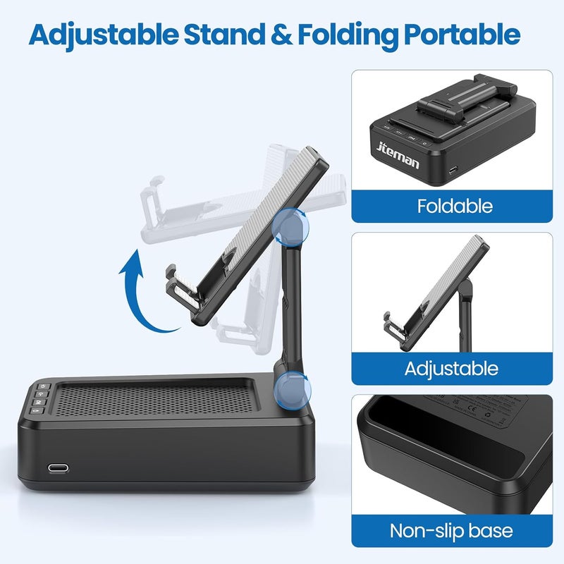 Cell Phone Stand with Wireless Bluetooth Speaker and Anti-Slip Base HD Surround Sound Perfect for Home and Outdoors with Bluetooth Speaker for Desk Compatible with iPhone/ipad/Samsung Galaxy - Image 5