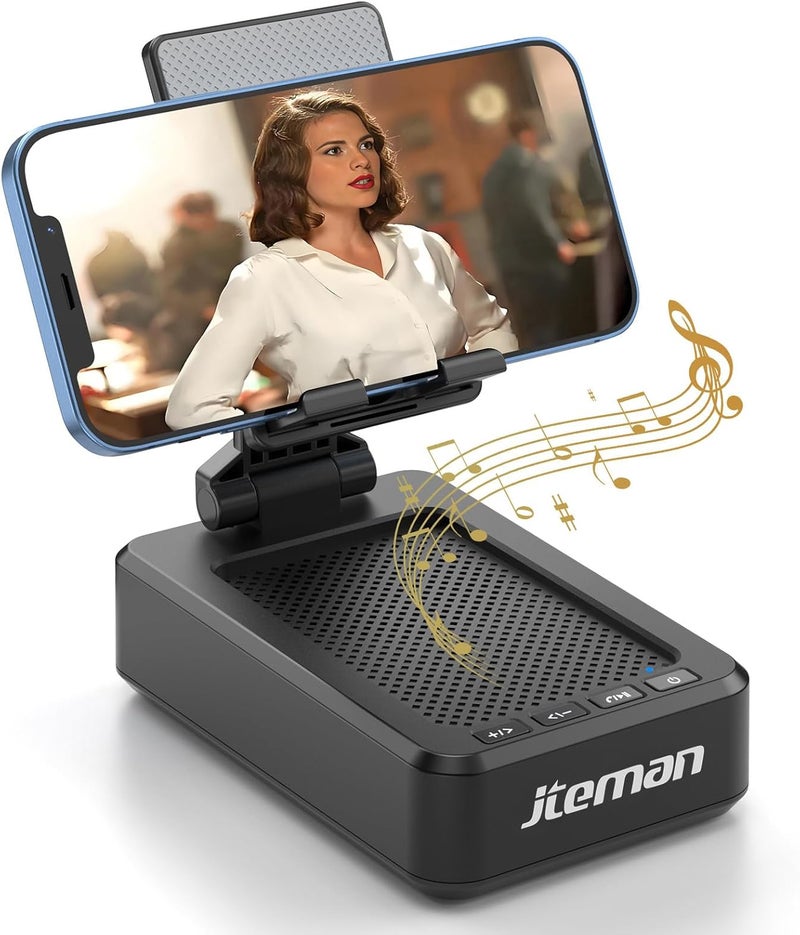 Cell Phone Stand with Wireless Bluetooth Speaker and Anti-Slip Base HD Surround Sound Perfect for Home and Outdoors with Bluetooth Speaker for Desk Compatible with iPhone/ipad/Samsung Galaxy - Image 1