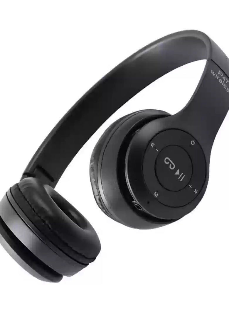 ي47 سماعة رأس لاسلكية P47 باللون الأسود - Image 4