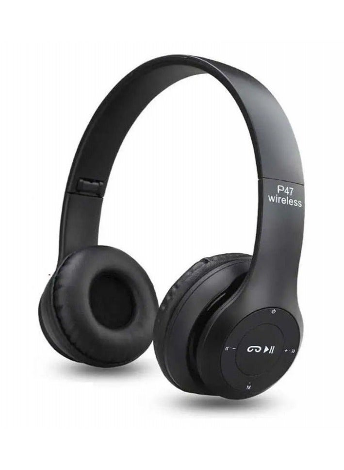 ي47 سماعة رأس لاسلكية P47 باللون الأسود - Image 1