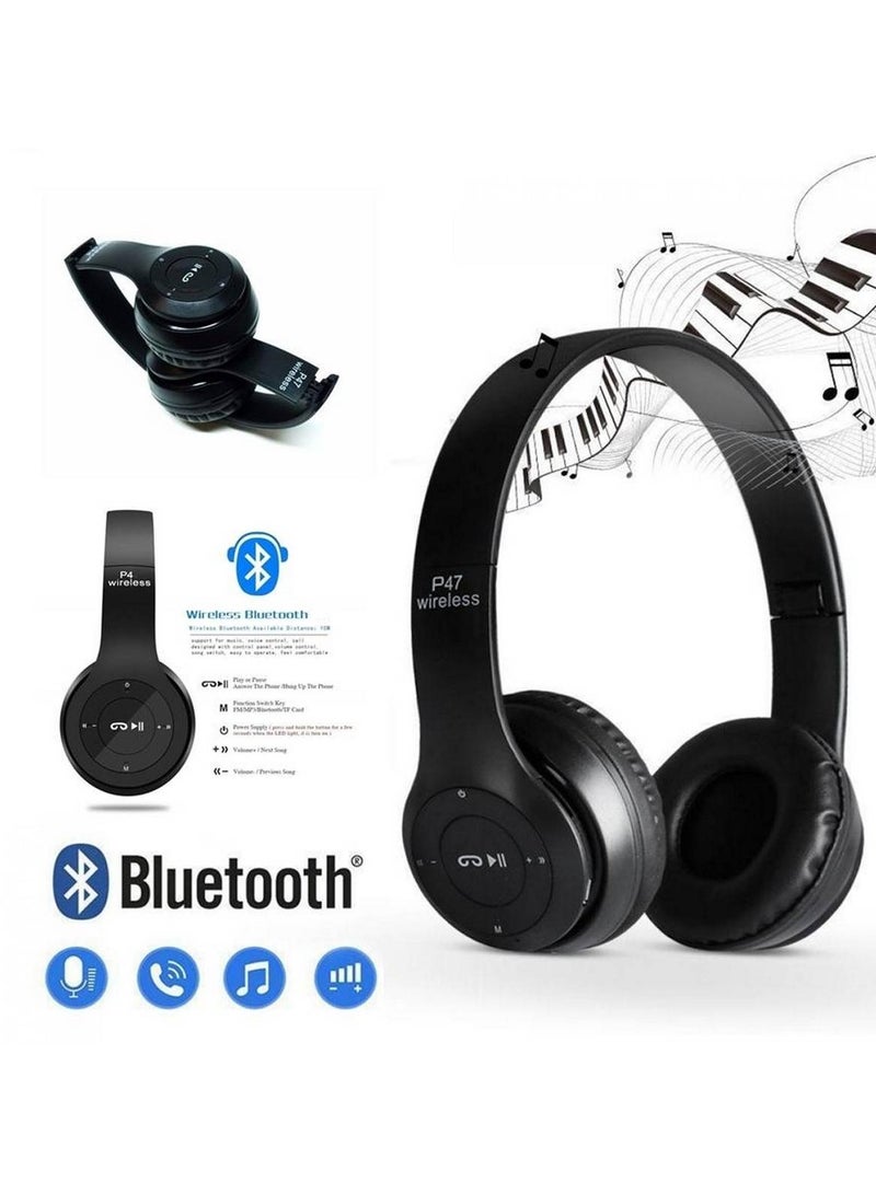 ي47 سماعة رأس لاسلكية P47 باللون الأسود - Image 2