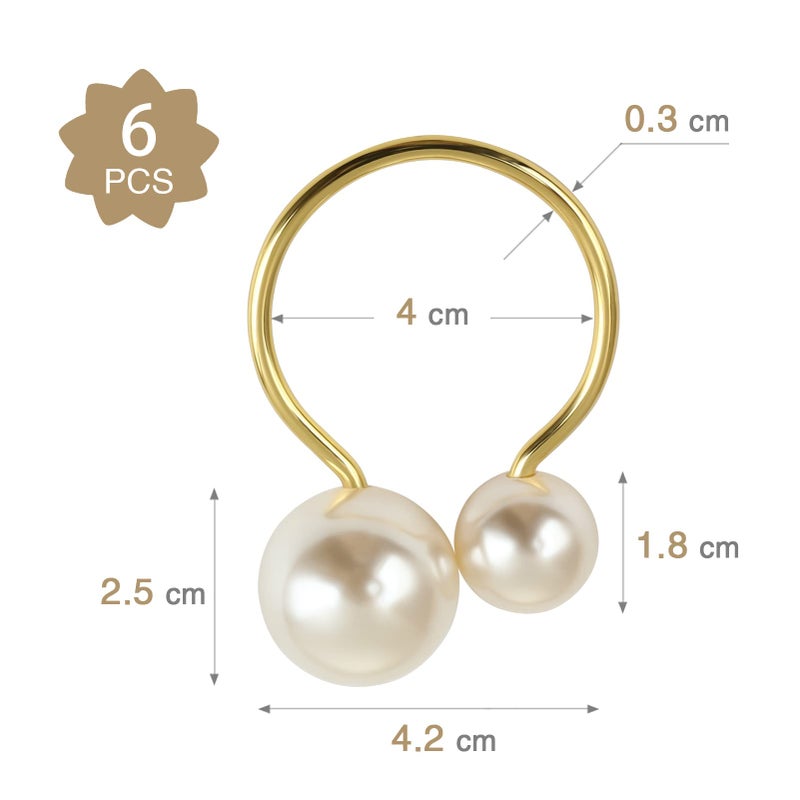 KESOTE Pearl Napkin Rings Set of 6  Gold Napkin Rings Holders for Formal or Casual Dinning Table Decor - Image 2