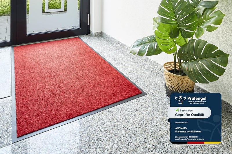 ANDIAMO Verdi Doormat - Dirt Trapper Mat for the House Entrance - Ideal as a Doormat Indoor or as a Doormat in Covered Outdoor Area - Door Scraper for Front Door 80 x 120 cm Red 2 - Image 2