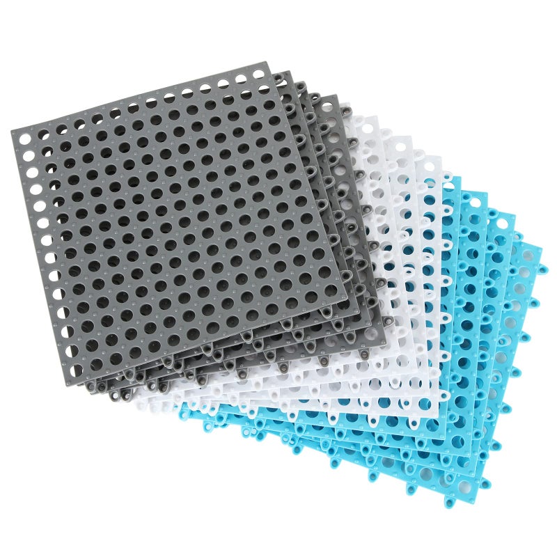 LISHINE 12 Pack 118 x 118 Interlocking Rubber Floor Tiles Soft PVC Non Slip Splicing Shower Floor Mat Pool Bathtub Drain Tiles for Flooring Drainage Mats for Pool Deck Patio Basement Kennel Poultry 