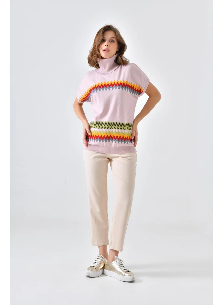 Garmi Women's Ethnic Patterned Sweater Powder