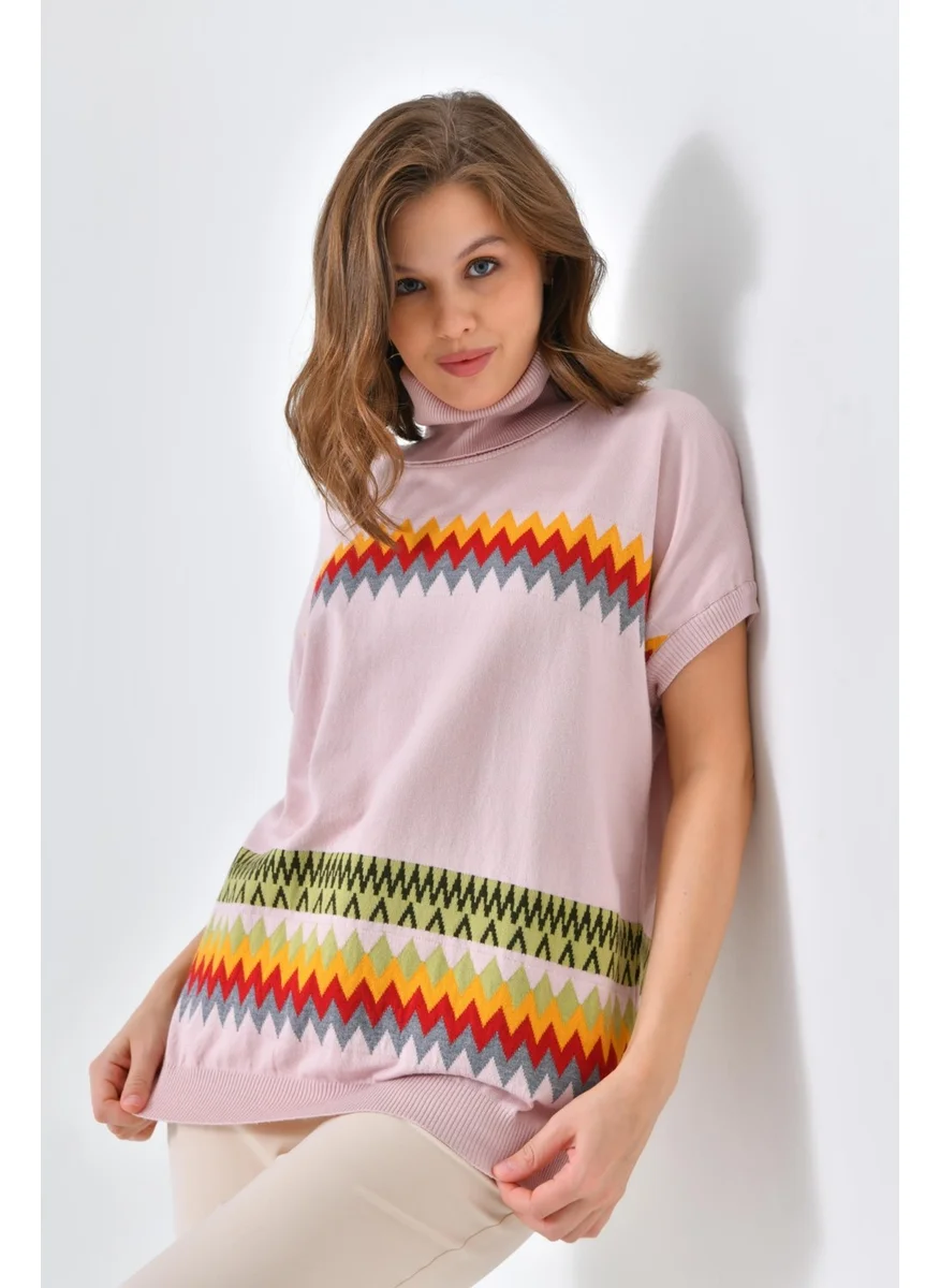 Garmi Women's Ethnic Patterned Sweater Powder