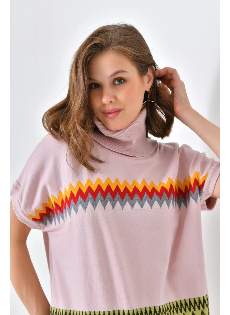 Garmi Women's Ethnic Patterned Sweater Powder