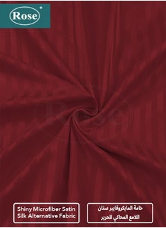 Rose Rose Luxurious Hotel Stripe Fitted Sheet with Deep Pockets and Pillow Case, Bed Sheet 2-Pieces Set, Soft & Silky Microfiber, Breathable and Cooling, Extra Twin Size 120x200+35 cm, Burgundy  - Image 4