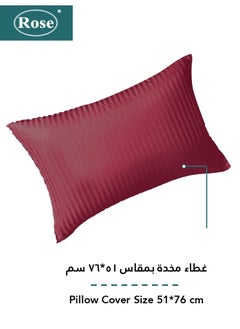 Rose Rose Luxurious Hotel Stripe Fitted Sheet with Deep Pockets and Pillow Case, Bed Sheet 2-Pieces Set, Soft & Silky Microfiber, Breathable and Cooling, Extra Twin Size 120x200+35 cm, Burgundy  - Image 3