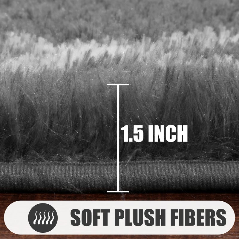 ONASAR 8x10 Area Rugs for Living Room, Fluffy Grey and White Bedroom Rug, Geometric Boho Large Soft Plush Shaggy Fuzzy Floor Carpet for Nursery Kids Classroom Playroom Dorm Home Decor - Image 4